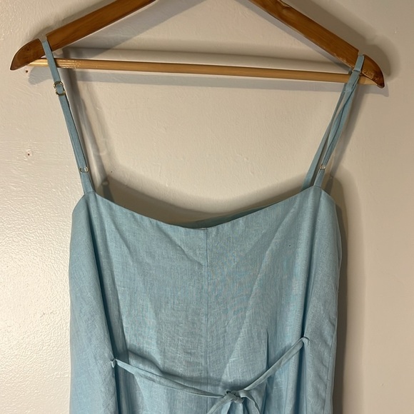 NWT VIX Paula Hermanny Linen Blend Spaghetti Strap Sky Blue Button Up Dress Sz M - Picture 6 of 10